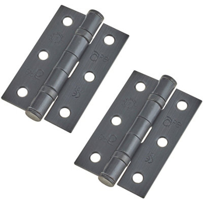 EAI - 3" Internal Door Hinges & Screws G7 FD30  - 76x50x2mm Square - Dark Bronze