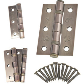 EAI - 3" Internal Door Hinges & Screws G7 FD30  - 76x50x2mm Square - Florentine Bronze - Pack 2 Pairs