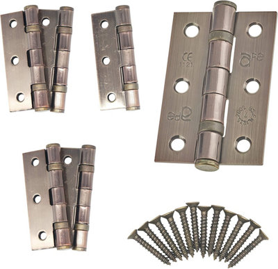 EAI - 3" Internal Door Hinges & Screws G7 FD30  - 76x50x2mm Square - Florentine Bronze - Pack 3 Pairs Price Comparisons | Compare The Build
