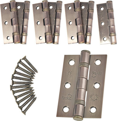 EAI - 3" Internal Door Hinges & Screws G7 FD30  - 76x50x2mm Square - Florentine Bronze - Pack 4 Pairs