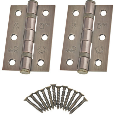 EAI - 3" Internal Door Hinges & Screws G7 FD30  - 76x50x2mm Square - Florentine Bronze