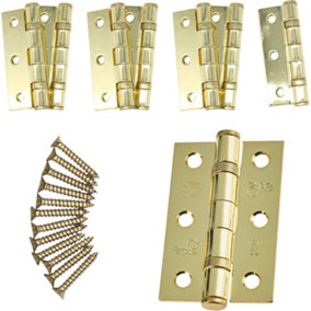 EAI - 3" Internal Door Hinges & Screws G7 FD30  - 76x50x2mm Square - PVD Brass - Pack 4 Pairs
