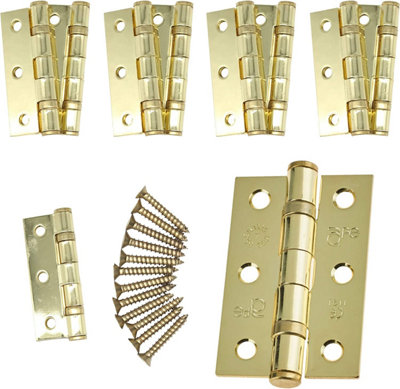 EAI - 3" Internal Door Hinges & Screws G7 FD30  - 76x50x2mm Square - PVD Brass - Pack 5 Pairs