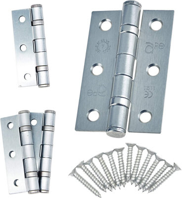 EAI - 3" Internal Door Hinges & Screws G7 FD30  - 76x50x2mm Square - Satin Chrome - Pack 2 Pairs