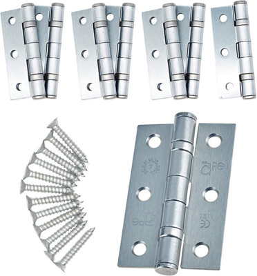 EAI - 3" Internal Door Hinges & Screws G7 FD30  - 76x50x2mm Square - Satin Chrome - Pack 4 Pairs Price Comparisons | Compare The Build