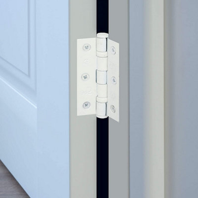 EAI - 3" Internal Door Hinges & Screws G7 FD30  - 76x50x2mm Square - White - Pack 3 Pairs