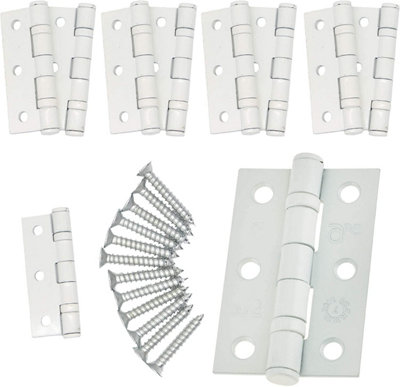 EAI - 3" Internal Door Hinges & Screws G7 FD30  - 76x50x2mm Square - White - Pack 5 Pairs