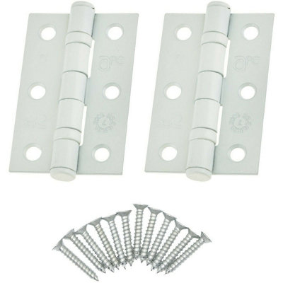 EAI - 3" Internal Door Hinges & Screws G7 FD30  - 76x50x2mm Square - White