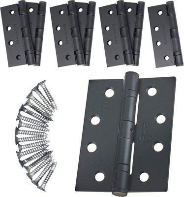 EAI 4" Door Hinges & Screws G11 FD30/60 102x76x2.7mm Square Black