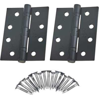 EAI 4" Door Hinges & Screws G11 FD30/60 102x76x2.7mm Square Black