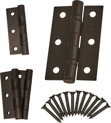 EAI - 4" Door Hinges & Screws G11 FD30/60 - 102x76x2.7mm Square - Dark Bronze Pack of 2 Pairs