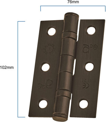 EAI - 4" Door Hinges & Screws G11 FD30/60 - 102x76x2.7mm Square - Dark Bronze Pack of 3 Pairs