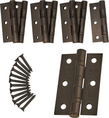 EAI - 4" Door Hinges & Screws G11 FD30/60 - 102x76x2.7mm Square - Dark Bronze Pack of 4 Pairs