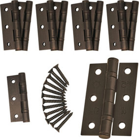 EAI - 4" Door Hinges & Screws G11 FD30/60 - 102x76x2.7mm Square - Dark Bronze Pack of 5 Pairs