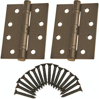 EAI - 4" Door Hinges & Screws G11 FD30/60  - 102x76x2.7mm Square - Dark Bronze