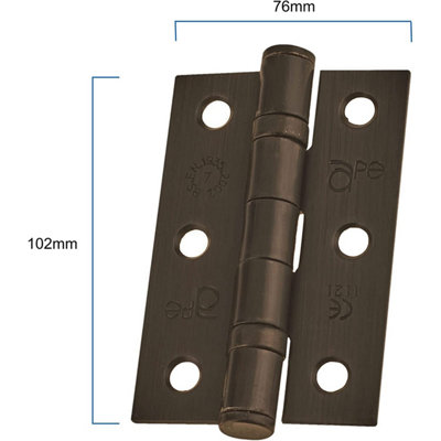EAI - 4" Door Hinges & Screws G11 FD30/60  - 102x76x2.7mm Square - Dark Bronze