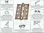 EAI - 4" Door Hinges & Screws G11 FD30/60 - 102x76x2.7mm Square - Florentine Bronze Pack of 3 Pairs