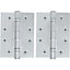 EAI - 4" Door Hinges & Screws G11 FD30/60  - 102x76x2.7mm Square - Polished Chrome