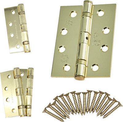 EAI - 4" Door Hinges & Screws G11 FD30/60 - 102x76x2.7mm Square - PVD Brass Pack of 2 Pairs Price Comparisons | Compare The Build