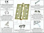 EAI - 4" Door Hinges & Screws G11 FD30/60 - 102x76x2.7mm Square - PVD Brass Pack of 2 Pairs