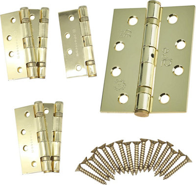 EAI - 4" Door Hinges & Screws G11 FD30/60 - 102x76x2.7mm Square - PVD Brass Pack of 3 Pairs Price Comparisons | Compare The Build