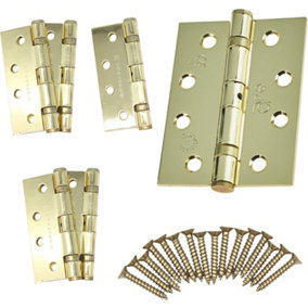 EAI - 4" Door Hinges & Screws G11 FD30/60 - 102x76x2.7mm Square - PVD Brass Pack of 3 Pairs