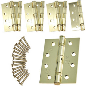 EAI - 4" Door Hinges & Screws G11 FD30/60 - 102x76x2.7mm Square - PVD Brass Pack of 4 Pairs