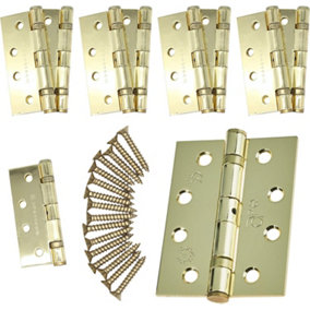EAI - 4" Door Hinges & Screws G11 FD30/60 - 102x76x2.7mm Square - PVD Brass Pack of 5 Pairs