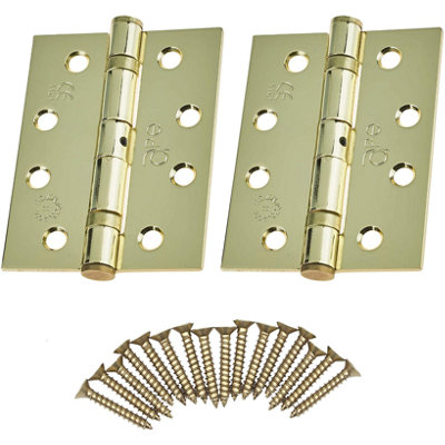 EAI - 4" Door Hinges & Screws G11 FD30/60  - 102x76x2.7mm Square - PVD Brass