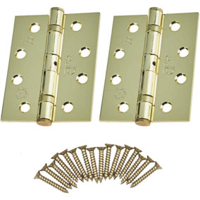 EAI - 4" Door Hinges & Screws G11 FD30/60  - 102x76x2.7mm Square - PVD Brass