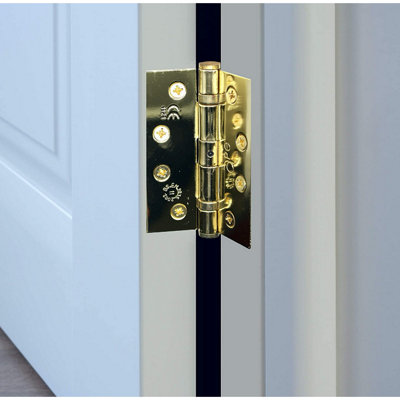 EAI - 4" Door Hinges & Screws G11 FD30/60  - 102x76x2.7mm Square - PVD Brass