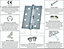 EAI - 4" Door Hinges & Screws G11 FD30/60  - 102x76x2.7mm Square - Satin Chrome - Pack of 3 Pairs