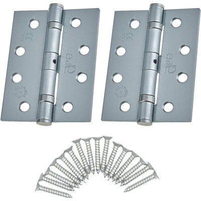 EAI - 4" Door Hinges & Screws G11 FD30/60  - 102x76x2.7mm Square - Satin Chrome