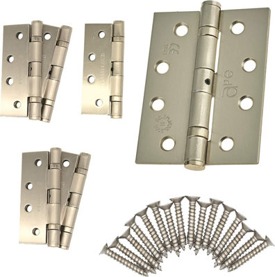 EAI - 4" Door Hinges & Screws G11 FD30/60  - 102x76x2.7mm Square - Satin Nickel Plated - Pack of 3 Pairs Price Comparisons | Compare The Build