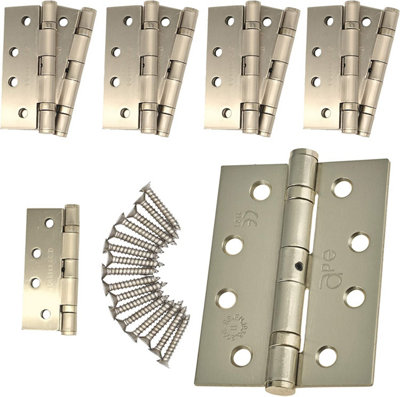 EAI - 4" Door Hinges & Screws G11 FD30/60  - 102x76x2.7mm Square - Satin Nickel Plated - Pack of 5 Pairs Price Comparisons | Compare The Build