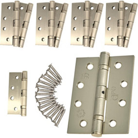 EAI - 4" Door Hinges & Screws G11 FD30/60  - 102x76x2.7mm Square - Satin Nickel Plated - Pack of 5 Pairs