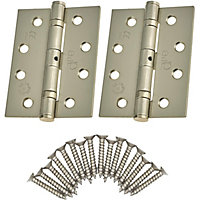 EAI - 4" Door Hinges & Screws G11 FD30/60  - 102x76x2.7mm Square - Satin Nickel Plated