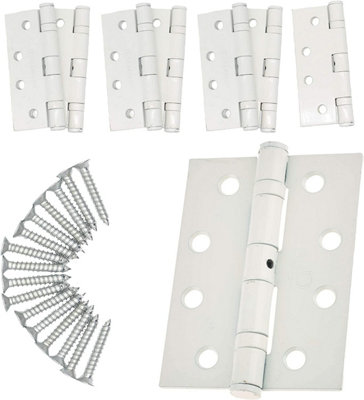 EAI - 4" Door Hinges & Screws G11 FD30/60 - 102x76x2.7mm Square - White Pack of 4 Pairs