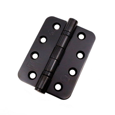 EAI 4" Fire Door Hinges 4" Stainless Steel Grade 13  - 102x76x3mm - RADIUS - Black - Pair - Including Screws