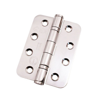 EAI 4" Fire Door Hinges 4" Stainless Steel Grade 13  - 102x76x3mm - RADIUS - Polished  - Pair - Including Screws