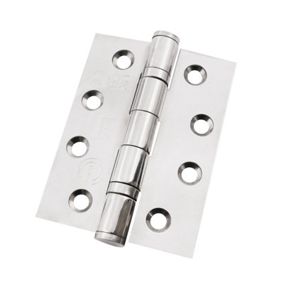 EAI 4" Fire Door Hinges 4" Stainless Steel Grade 13  - 102x76x3mm - Square - Polished - Pair - Including Screws