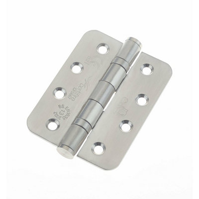 EAI 4" Stainless Fire Door Hinges Grade 13 G13 & Screws - 102x76x3mm Radius Corners - Satin 4" Stainless