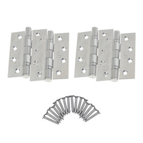 EAI 4" Stainless Fire Door Hinges Grade 13 G13 & Screws - 102x76x3mm Square Corners - Satin - Pack 2 Pairs