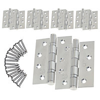 EAI 4" Stainless Fire Door Hinges Grade 13 G13 & Screws - 102x76x3mm Square Corners - Satin - Pack 5 Pairs