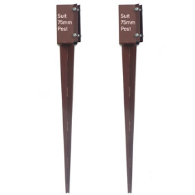 EAI - 75x600mm Fence Post Spike Anchor Support Red Oxide Pack of 2