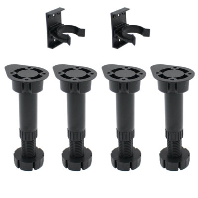 EAI Adjustable Cabinet Feet Kitchen Base Unit Legs - 100-130mm - Black - Pack of 4