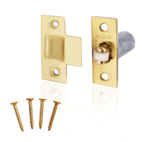 EAI - Adjustable Roller Catch Spring Loaded Latch Lock for Internal Doors - Brass Plated