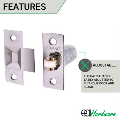 EAI - Adjustable Roller Catch Spring Loaded Latch Lock for Internal Doors - Nickel Plated