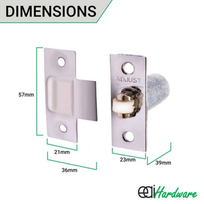 EAI - Adjustable Roller Catch Spring Loaded Latch Lock for Internal Doors - Nickel Plated