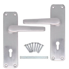 EAI - Aluminium Lever Door Handle Lock Set - 153 x 40mm - Satin Aluminium